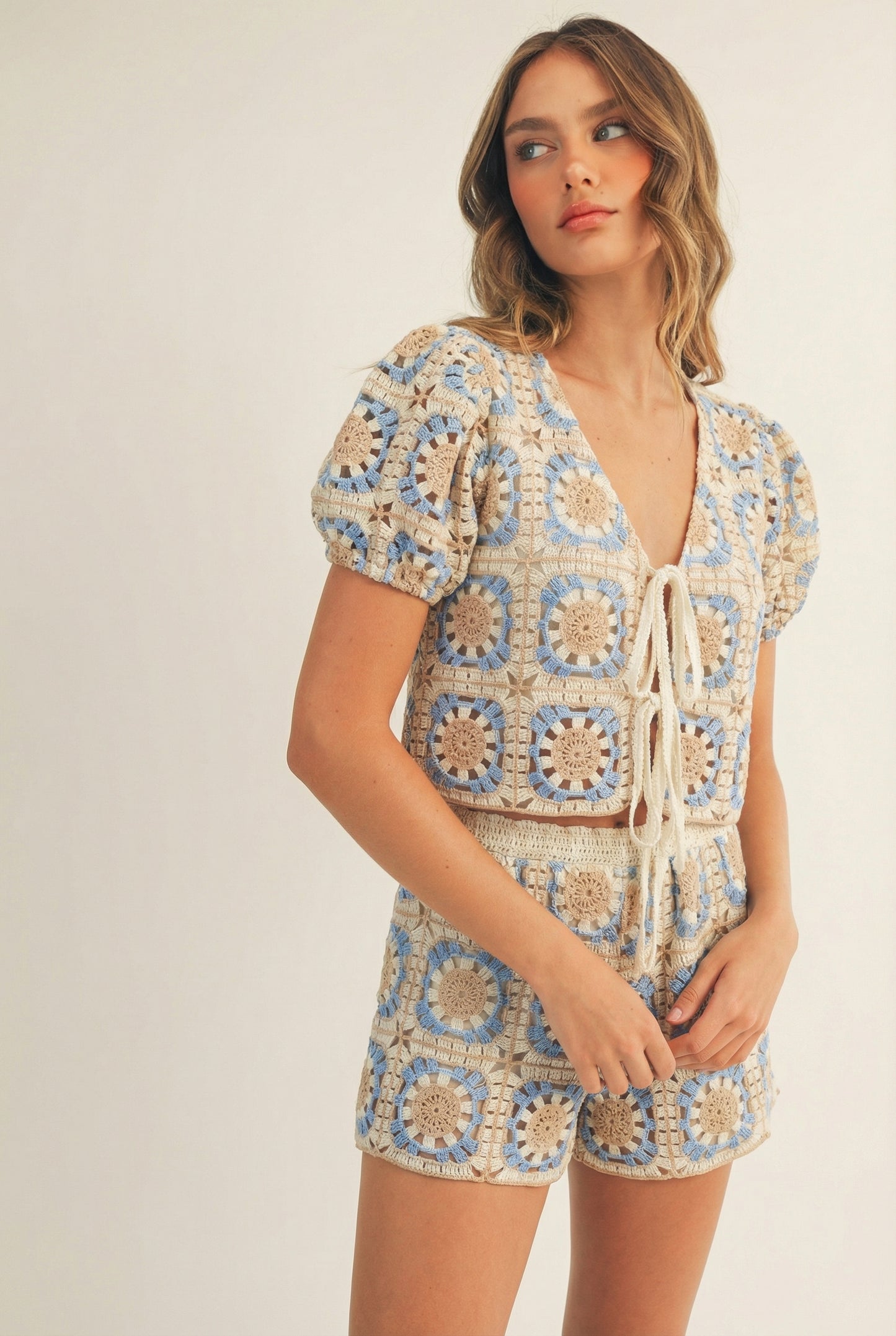 Capri Crochet Shorts Set