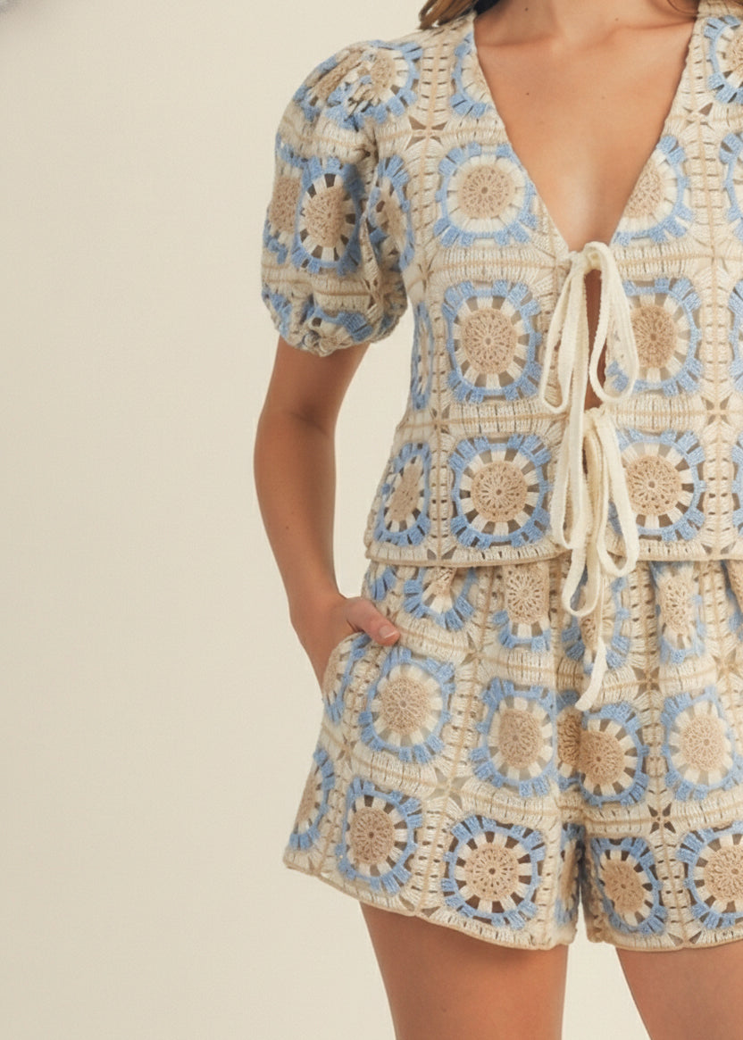 Capri Crochet Shorts Set